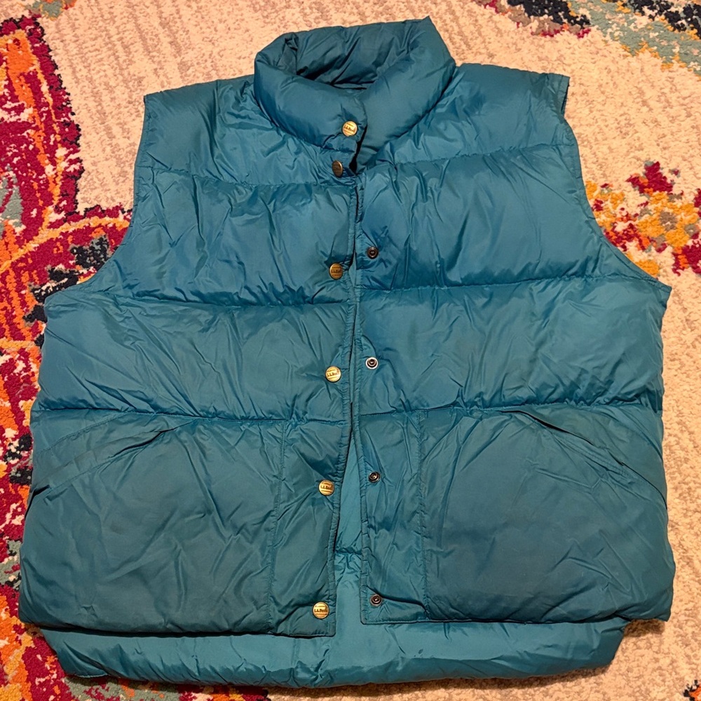 L.L. Bean blue Teal Goose Down Vest Vintage Women’s large